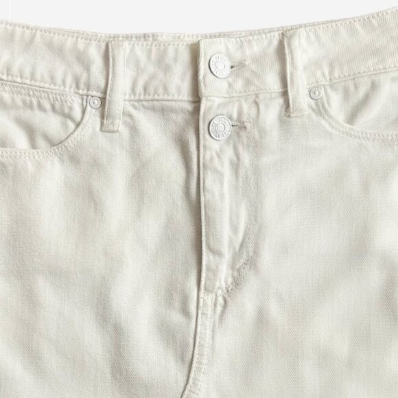 Paige Aideen White Denim Raw Hem Mini Skirt Distressed Size 24 Excellent - Picture 3 of 11